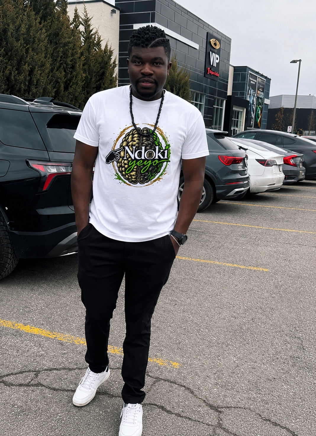 Ndoki Yeyo white shirt street look